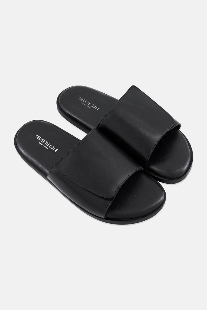 Kenneth Cole Men Slip On Leather Slides, Black - Image 4